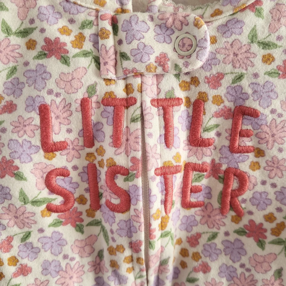Carter's Pink Floral 'Little Sister' Footie 3m